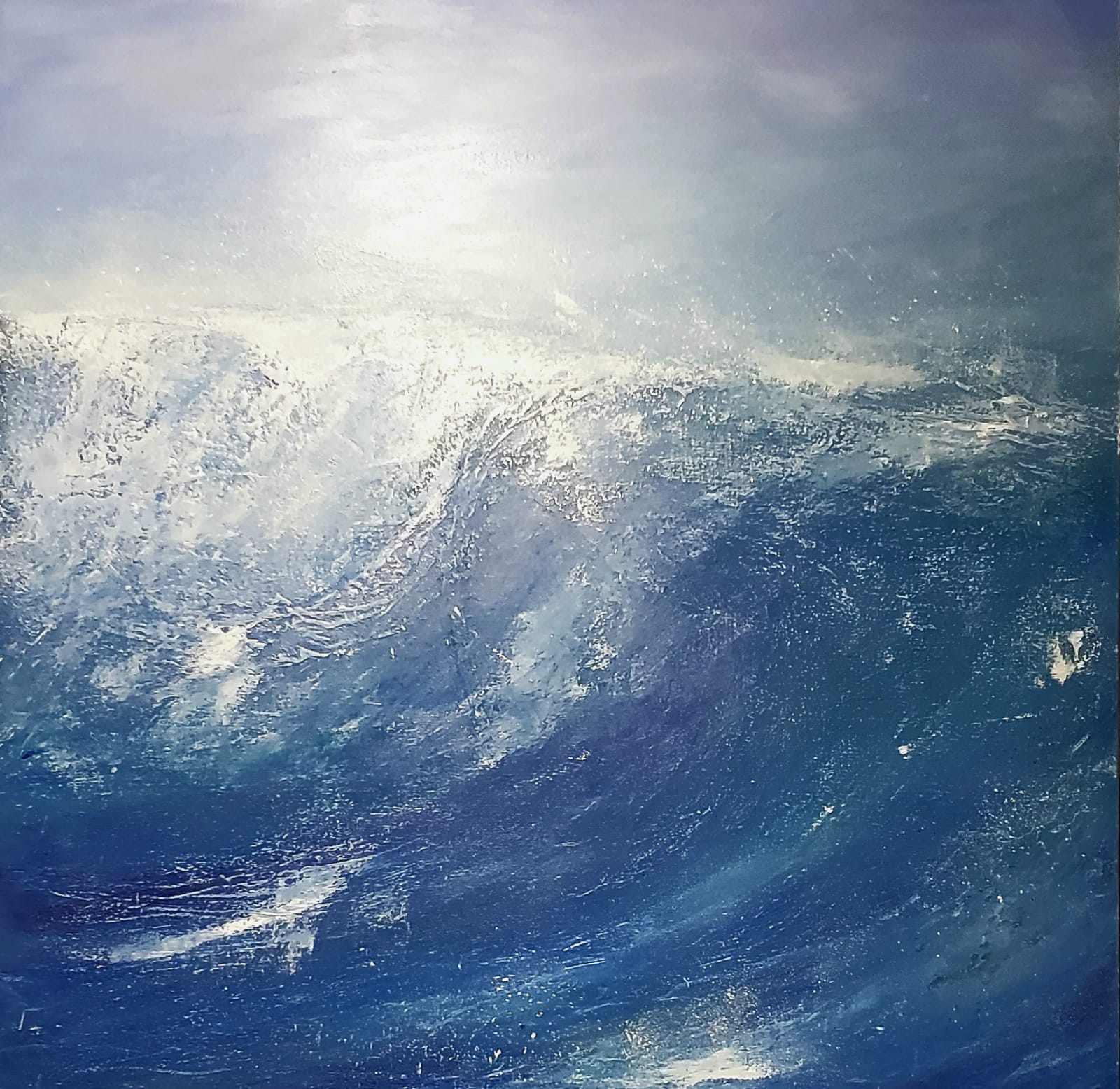 Onda quebrando. Acrílico sobre tela 120 x 120 cm