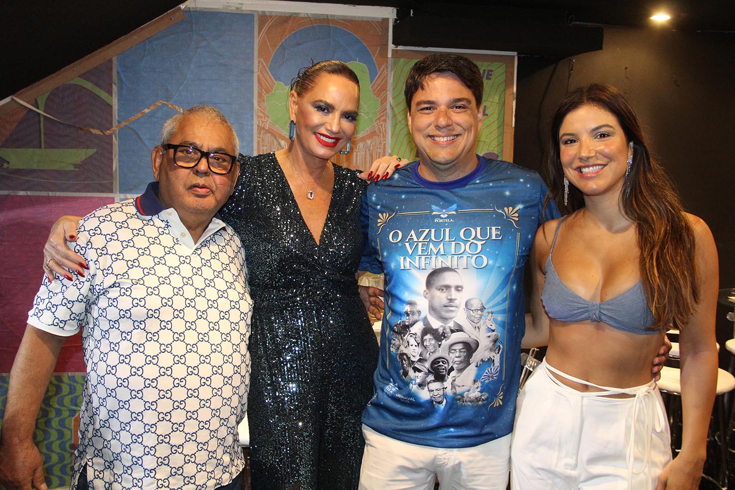 Presidente da Grande Rio Jayder Soares, Luiz Brunet, Gabriel Lobo e Juliana Marques