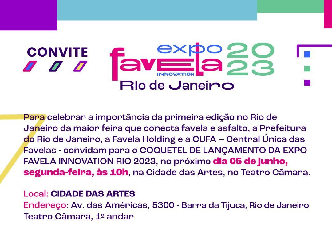 Convite lançamento Expo Favela Innovation Rio