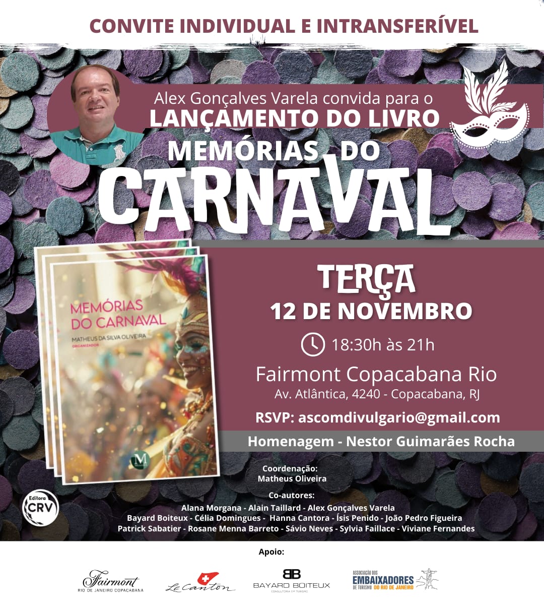 Lançamento do Livro Memórias do Carnaval com Coautoria de Alex Gonçalves Varela no Fairmont Copacabana