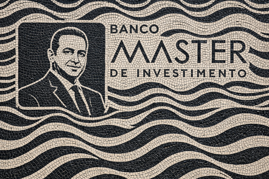 Mosaico de Banco Master e retrato