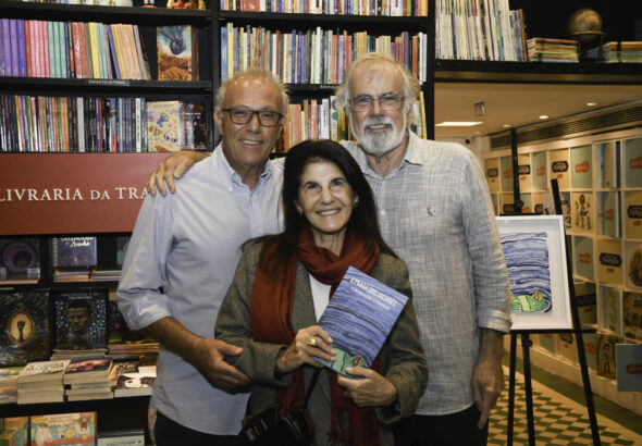 O casal Antonio Tadeu e Cristina Saad com Pedro Tybiricá